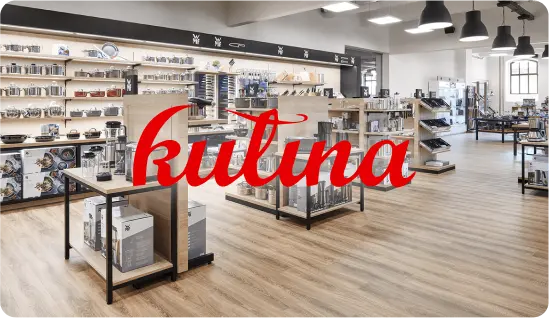 Photo of the store interior with the Kulina logo