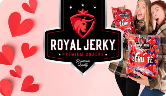 Advertising collage with the Royal Jerky logo